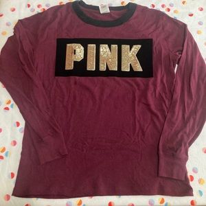 PINK Sequence Long Sleeve Dark Red Maroon Medium